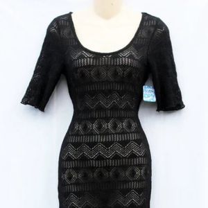 Free People Intimately Too Cool Sheer Black Crochet Maxi Dress